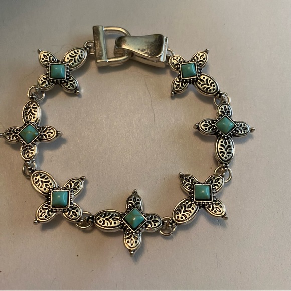 Silver Bracelet Crosses With Turquoise Stones - Picture 1 of 11